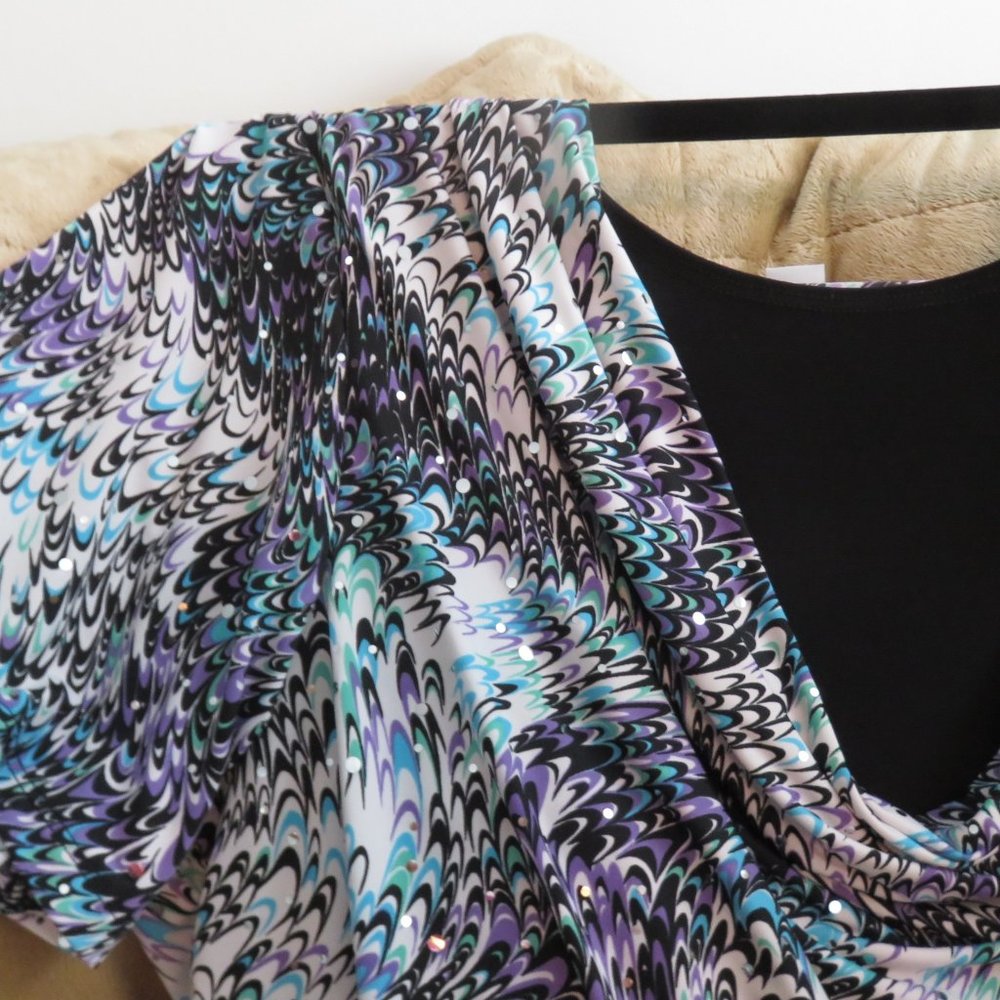 Sparkle Blouse w Cowl neckline 1X